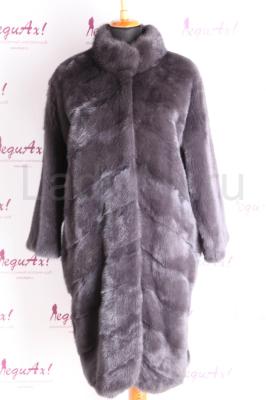 Норковая шуба, диагональ, фасон Кимоно, цвет графит.
