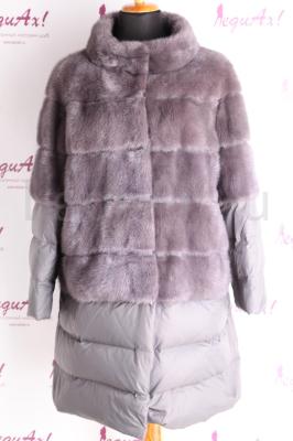 Удлиненный норковый полушубок, трансформер, цвет графит. 