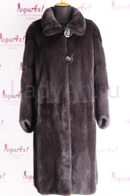 Стильная норковая шуба в шикарном мехе, цвет уголь. 
