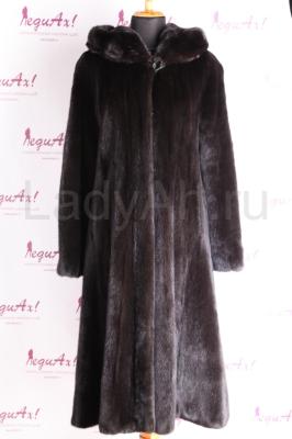 Норковая шуба с капюшоном в шикарном мехе, цвет черный бриллиант 