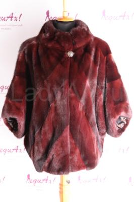 Стильный норковый полушубок, цвет гранат. 