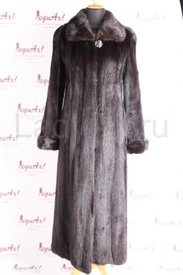 Классическая длинная норковая шуба, цвет черный бриллиант. 