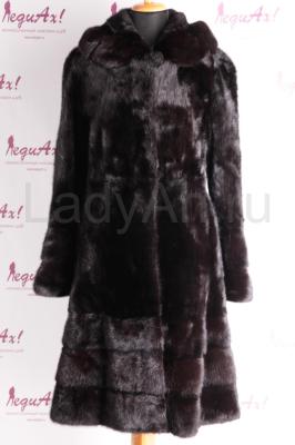 Чудесная норковая шубка с капюшоном, перевертыш, цвет чёрный бриллиант. 