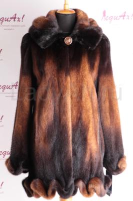 НОВЫЙ норковый полушубок с капюшоном, переход цвета.