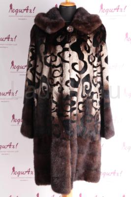 НОВАЯ норковая шуба, расцветка трафарет с принтом.