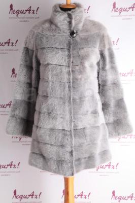 Удлиненный норковый полушубок, цвет Silver.