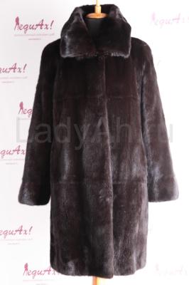 Удлиненный норковый полушубок, цвет горький шоколад. 