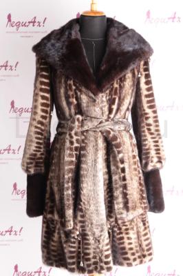 Эксклюзивная норковая шуба, расцветка кофейный принт.