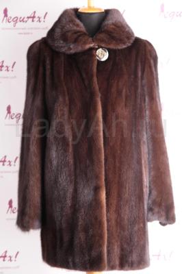 Классический норковый полушубок, цвет махагон.