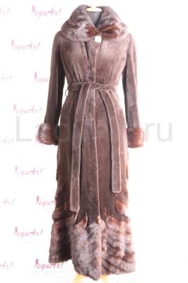 Эксклюзивная длинная стриженая норковая шуба, цвет горький шоколад. Marsaillas.