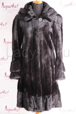 Норковая шуба с капюшоном, цвет черный бриллиант. Перевертыш. 
