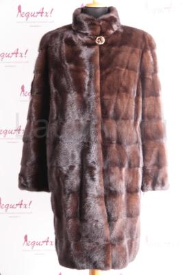 Норковая шуба, поперечка, цвет махагон.