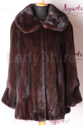 Норковый полушубок, цвет махагон.