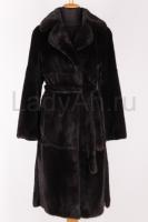 Норковое пальто с английским воротом, цвет черный бриллиант. 