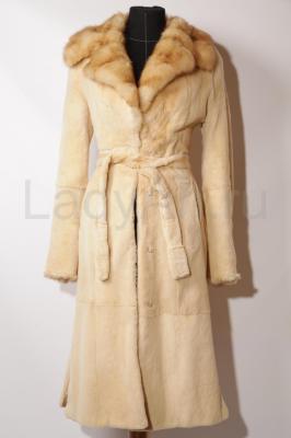 Изящное норковое пальто из стриженной норки, воротник соболь. Anabella furs, Италия.