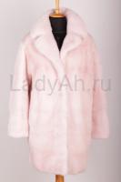 Норковый полушубок, поперечка, английский воротник, цвет pink velvet