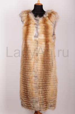 Новый длинный эффектный жилет из лисы