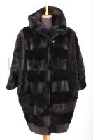 Удлиненный полушубок из стриженной нутрии, фасон кимоно, размер 58-60