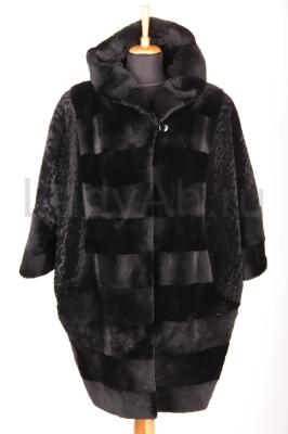 Удлиненный полушубок из стриженной нутрии, фасон кимоно, размер 58-60