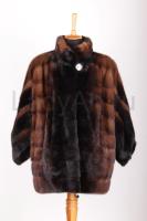 Норковый полушубок фасон кимоно, переход цвета (градиент)
