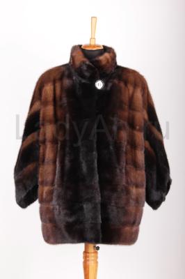 Норковый полушубок фасон кимоно, переход цвета (градиент)