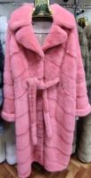 Новая норковая шуба фасон кимоно, цвет пудровая роза