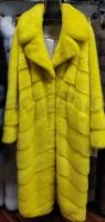 Новая эксклюзивная шубка фасон кокон, Неоновый Лайм, 120 см