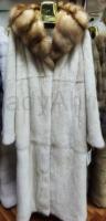 Новая роскошная норковая шуба с капюшоном из куницы, цвет жемчуг