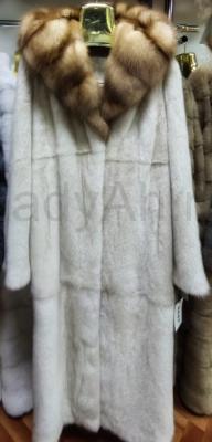 Новая роскошная норковая шуба с капюшоном из куницы, цвет жемчуг