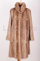 Новая цельная норковая шуба, цвет пастель с декоративными элементами