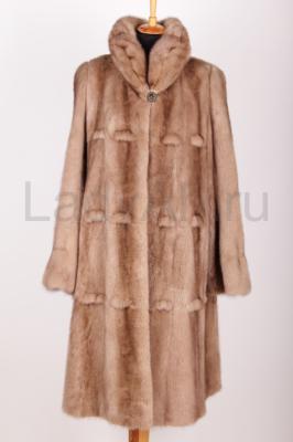 Новая цельная норковая шуба, цвет пастель с декоративными элементами