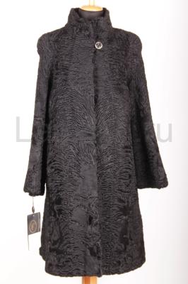 НОВАЯ шуба из каракульчи, трапеция, воротник стойка