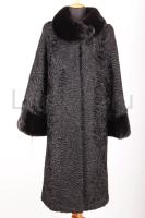 НОВАЯ шуба из каракульчи с отделкой из норки