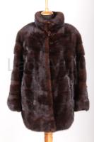 Норковый полушубок поперечка горький шоколад размер 52-54