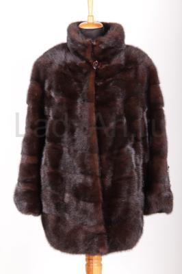 Норковый полушубок поперечка горький шоколад размер 52-54