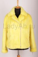 Новый норковый полушубок, фасон косуха, цвет сочный лимон, размер 44-46