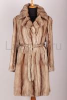 Роскошная норковая шуба/пальто, английский воротник, с меховым поясом, цвет пастель, цельная