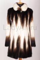 Норковая шуба трапеция, роспуск, переход цвета (деграде), воротник полукруглый отложной