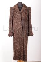 Шикарная шуба из каракульчи в пол, роскошного шоколадного цвета, муаровый рисунок