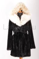 Удлиненный норковый полушубок с капюшоном из рыси, автоледи
