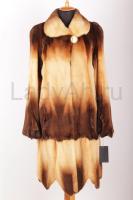 Новая норковая шуба, переход цвета от солнечного янтаря к гречишно-медовому, полустрижка с эффектом неровного края, меховой дом Marbaolles