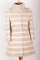 Кардиган из вязанной норки на кашемире, цвет пастель с белым