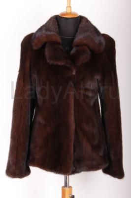 Короткий норковый полушубок, автоледи, английский воротник, цвет горький шоколад