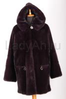 Норковый полушубок с капюшоном из аукционного меха. 
Цвет мистический фиолетовый. Линейка премиум, люкс.
