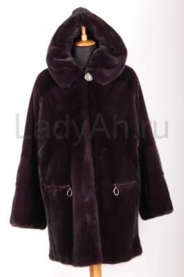 Норковый полушубок с капюшоном из аукционного меха. 
Цвет мистический фиолетовый. Линейка премиум, люкс.