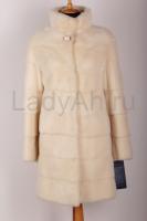 Новая норковая шуба прямого кроя, воротник стойка,  поперечка, цвет Айвори, аукционный мех.