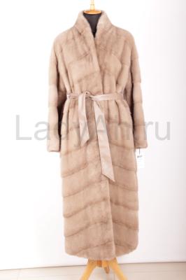 Новая длинная норковая шуба в стиле Nereja, цвет пастель, V-ворот, линейка премиум