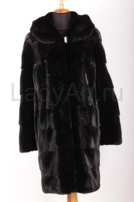 Новая норковая шуба с капюшоном, блэкглама, поперечка