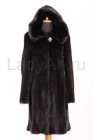 Норковая шуба/пальто с капюшоном, мех нафа.