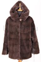 Новый норковый полушубок с капюшоном, автоледи, цвет уголь, раскладка мех поперечка-полукруг.